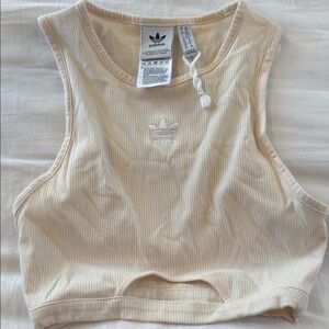 Adidas Beige Ribbed Sleeveless Top
